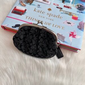 Coach Black Signature Kiss-Lock Coin Purse
